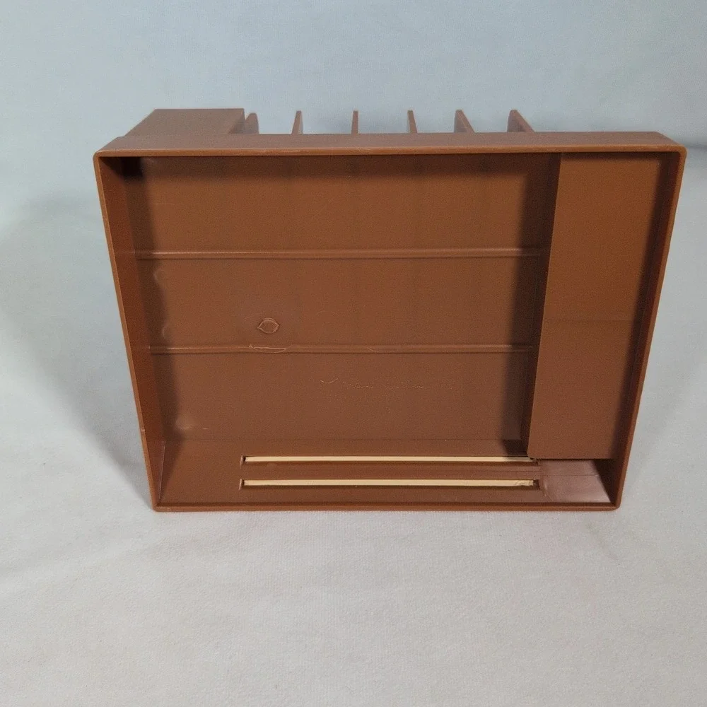 Vintage Max Klein Brown Plastic Desk Organizer Letter Sorter Pen Holder MCM